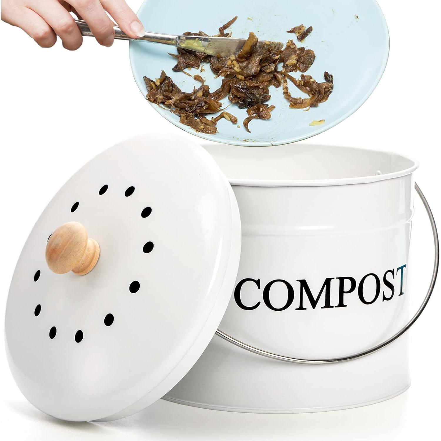 Contenedor de Compost AVLA Blanco 3.79L con Filtro y Tapa