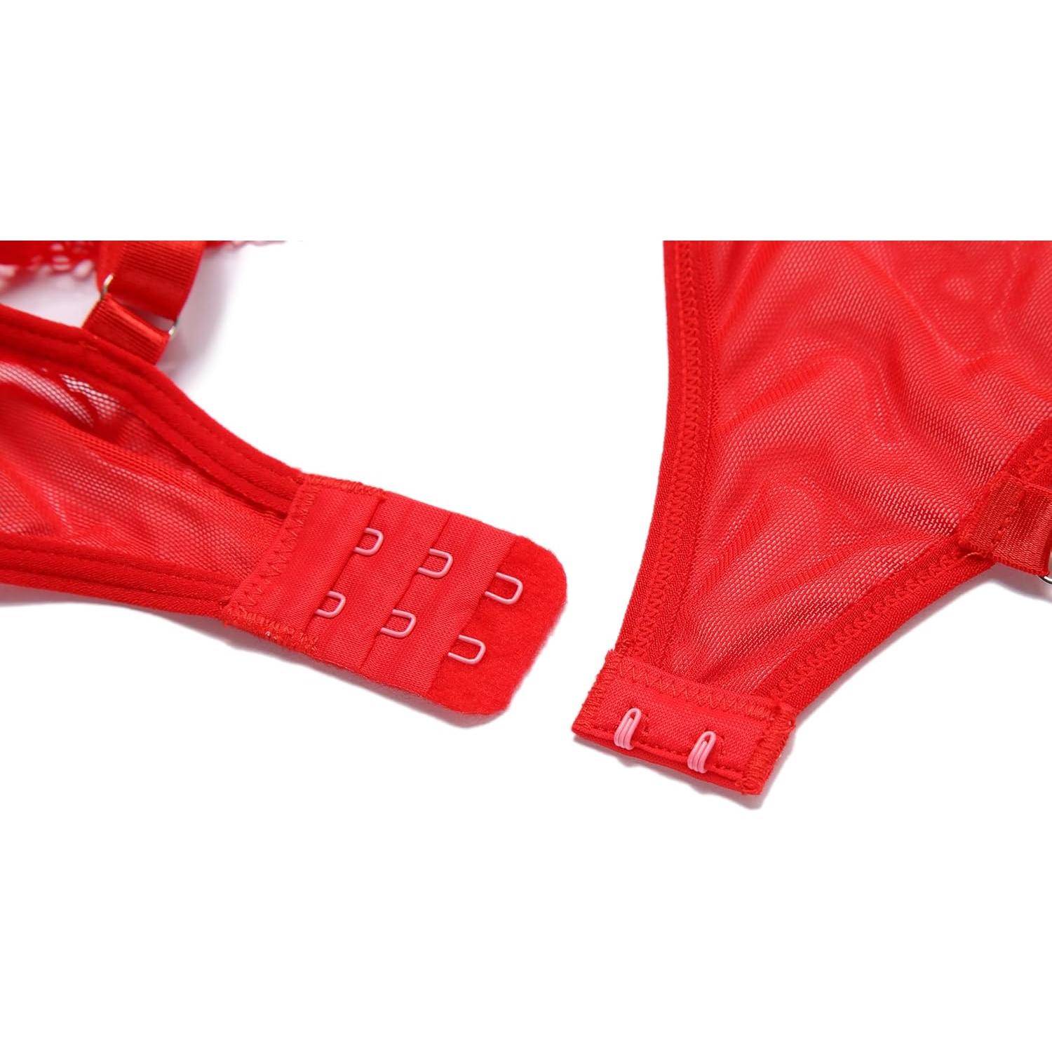 Lencería Sexy Babydoll Avidlove Rojo Mediano Encaje Floral