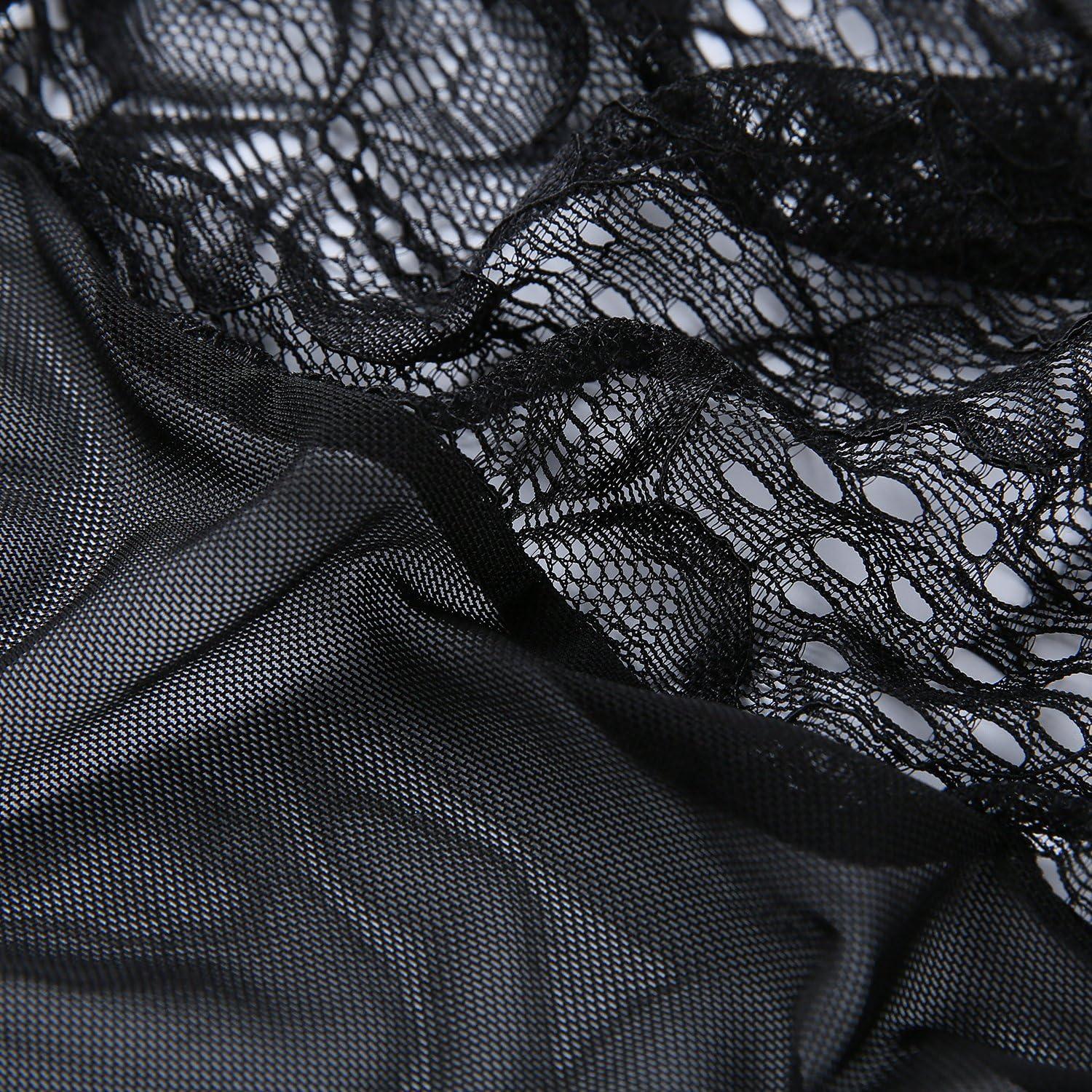 Lencería Sexy AIBINGGE Teddy Encaje Talla Grande Negro