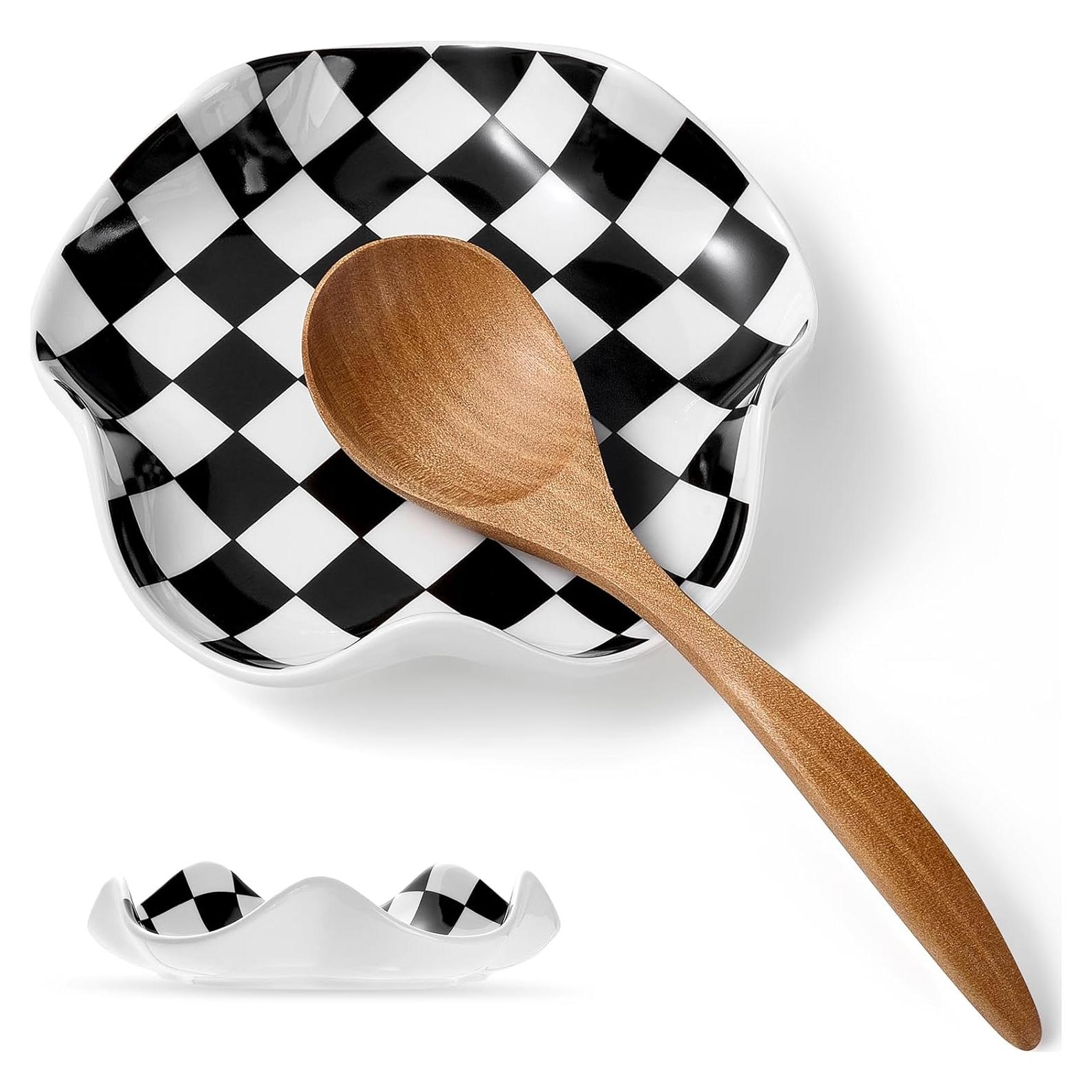 Soporte para Cucharas de Cerámica Qipecedm 13.5cm Blanco y Negro