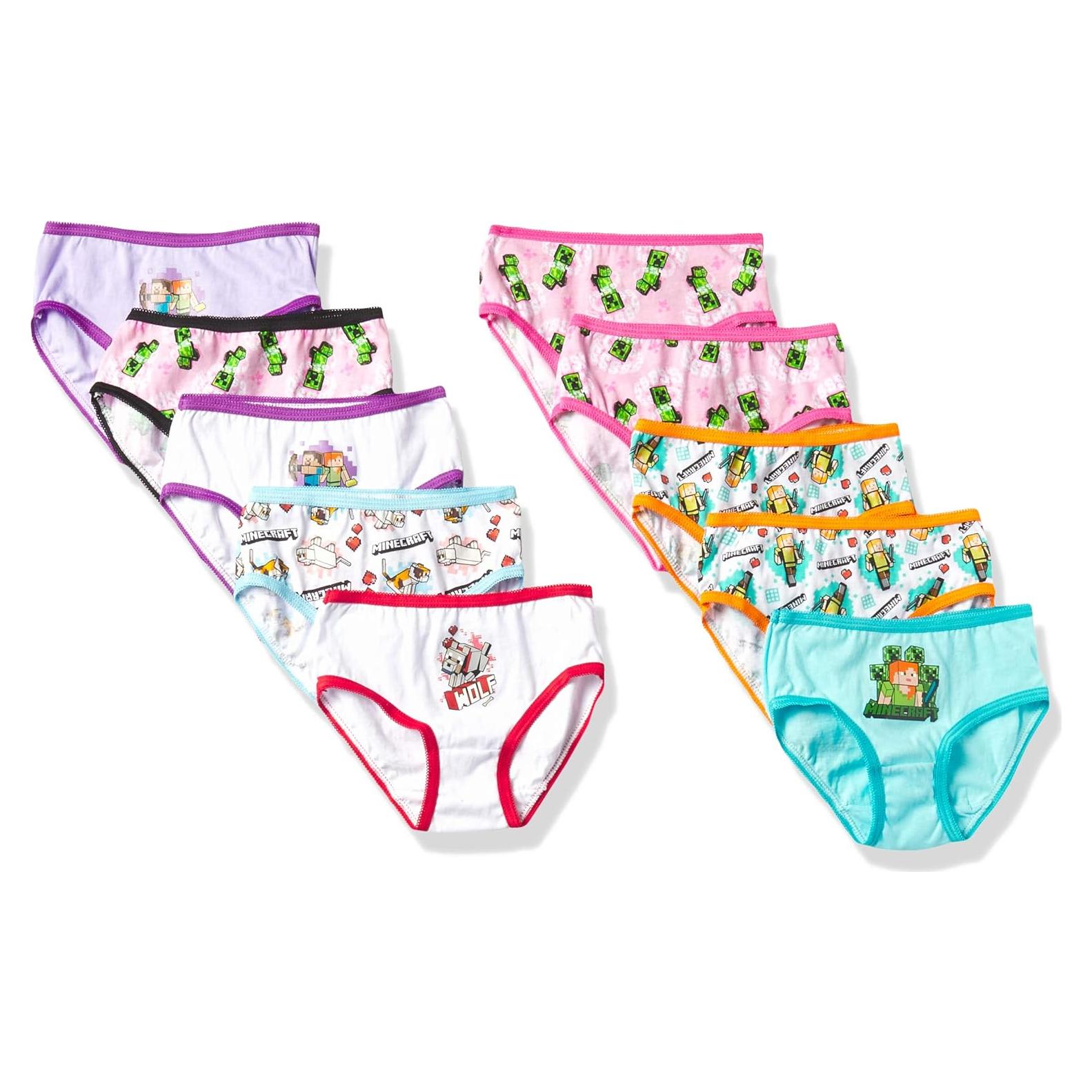Ropa Interior Niñas Minecraft 10-Pack 100% Algodón Talla 4-10