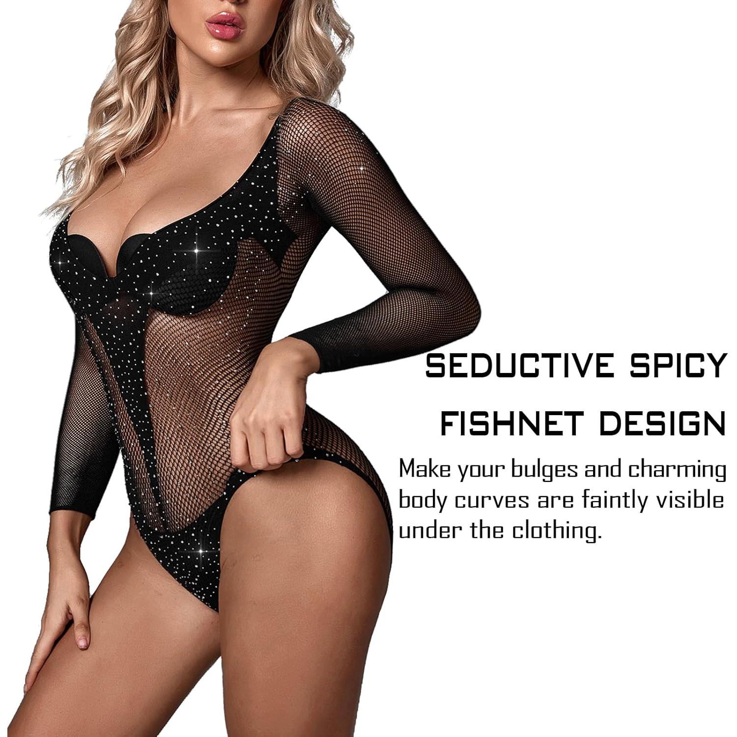 Lencería Sexy para Mujeres Conjunto Babydoll Negro Malla