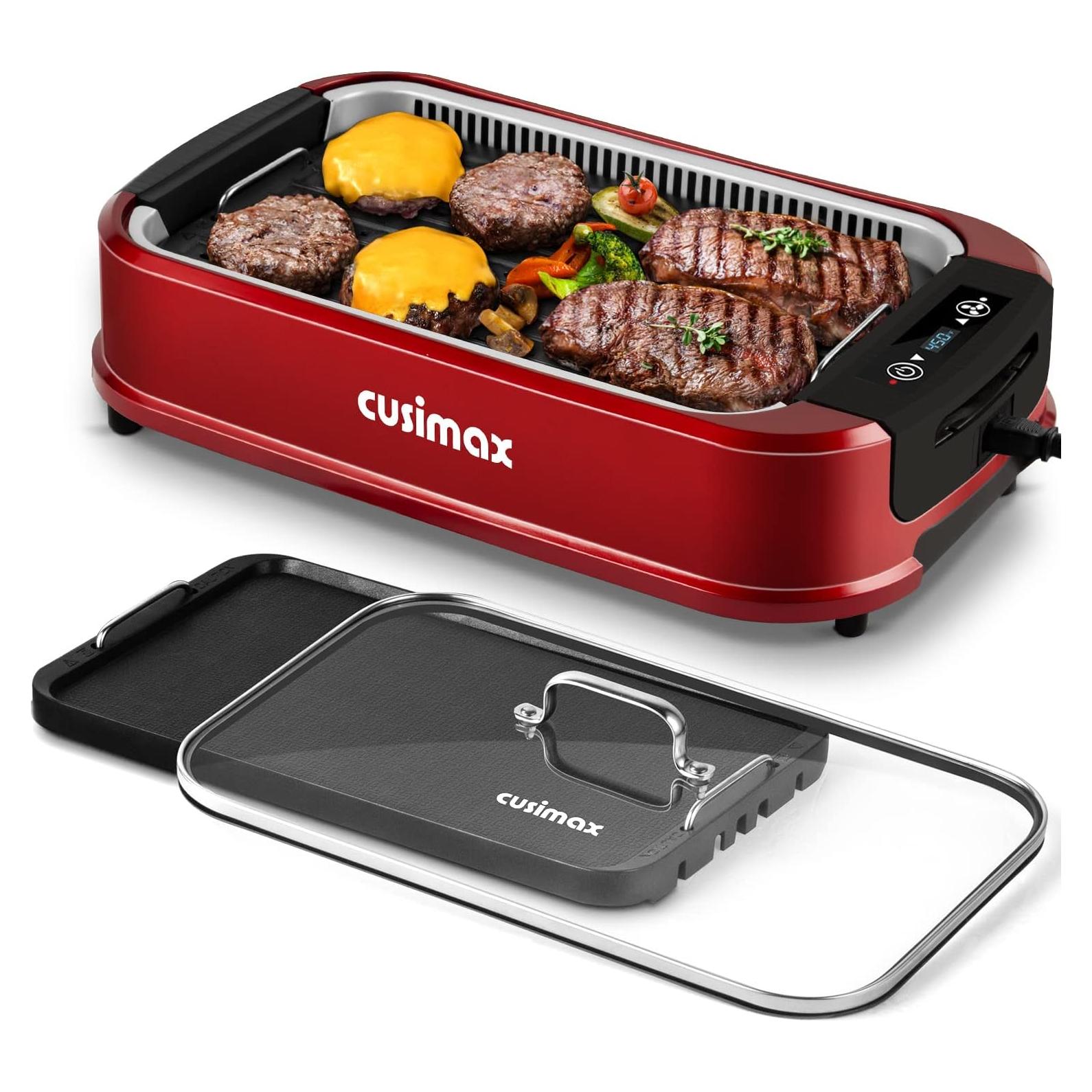 Parrilla Eléctrica CUSIMAX 1500W Sin Humo Interior Roja