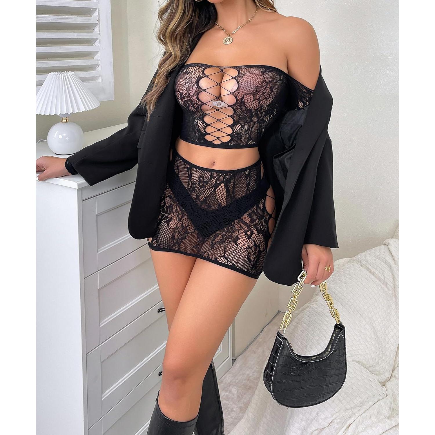 Conjunto de Lencería Babydoll Buitifo Sexy Negro M