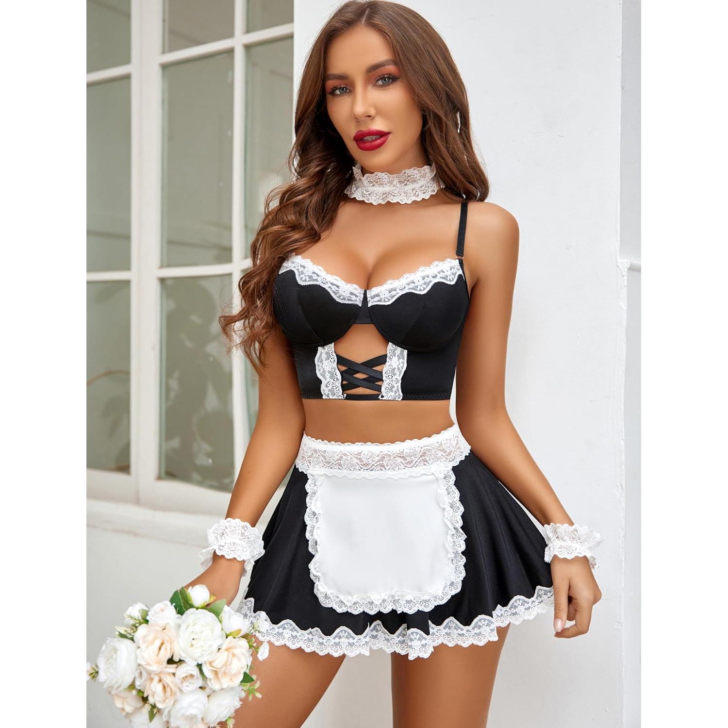 Conjunto de Lencería Sexy Avidlove Sirvienta 5 Piezas