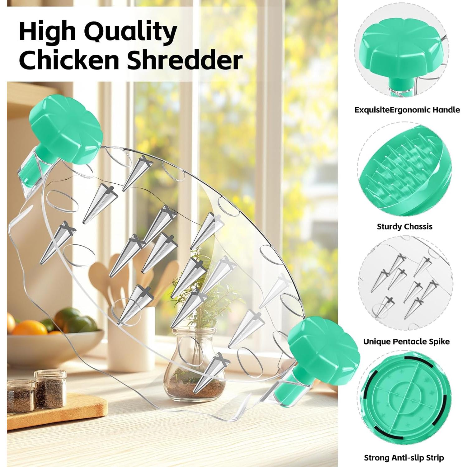 Desmenuzador de Pollo LIDIFC Verde, Ergonómico y Antideslizante