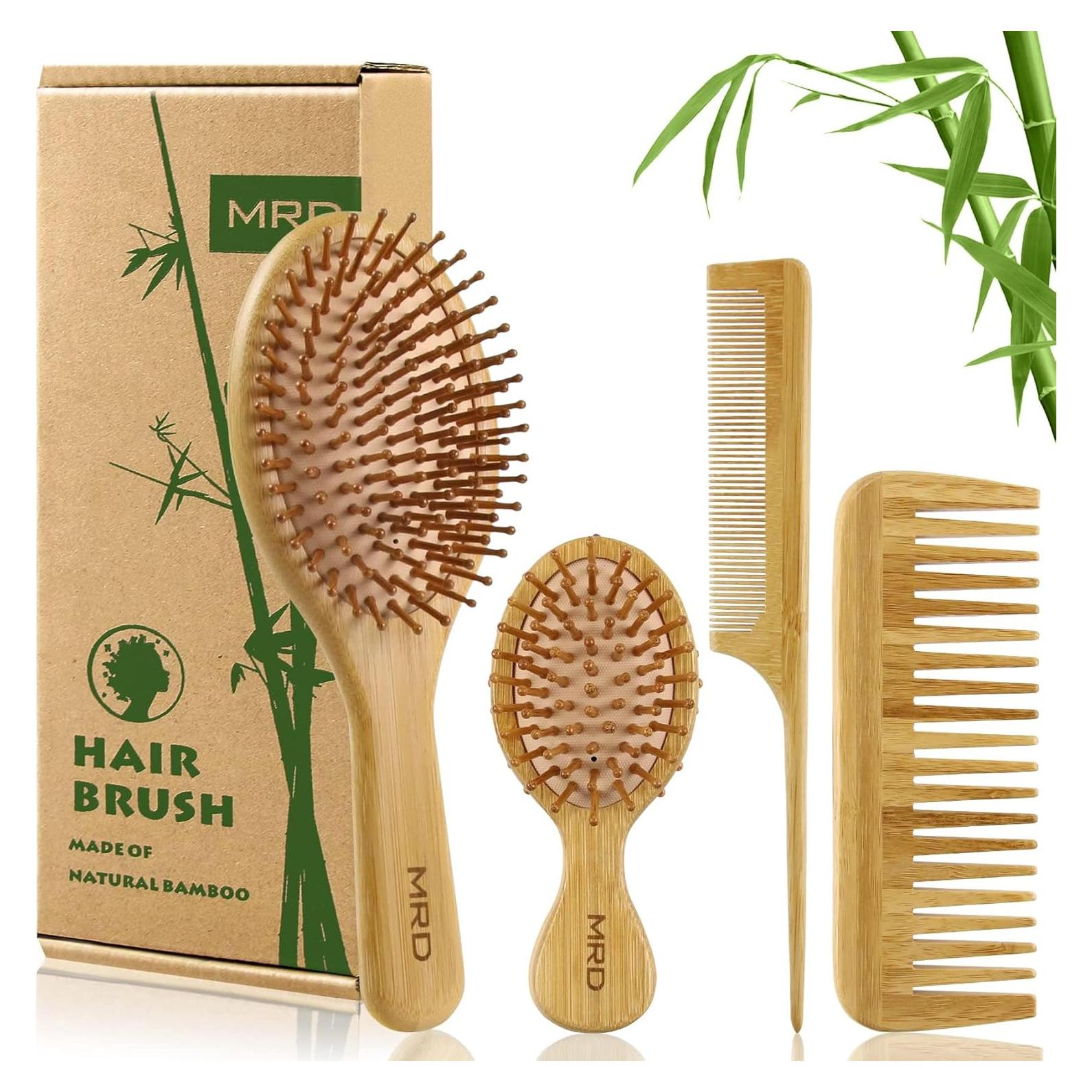 Juego de Cepillos MRD de Bambú Natural para Todo Tipo de Cabello