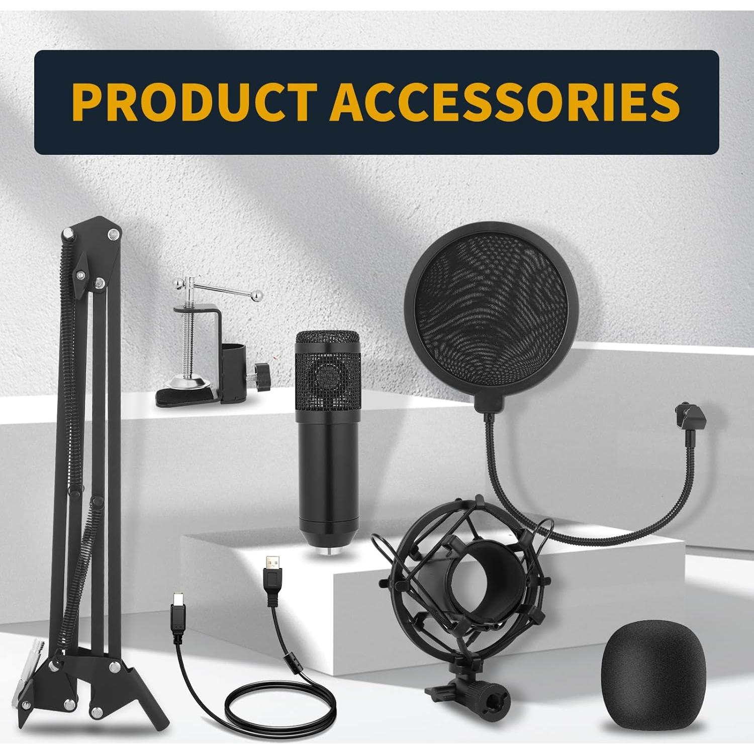 Micrófono de Condensador AMOOX BM-800 USB con Soporte Ajustable