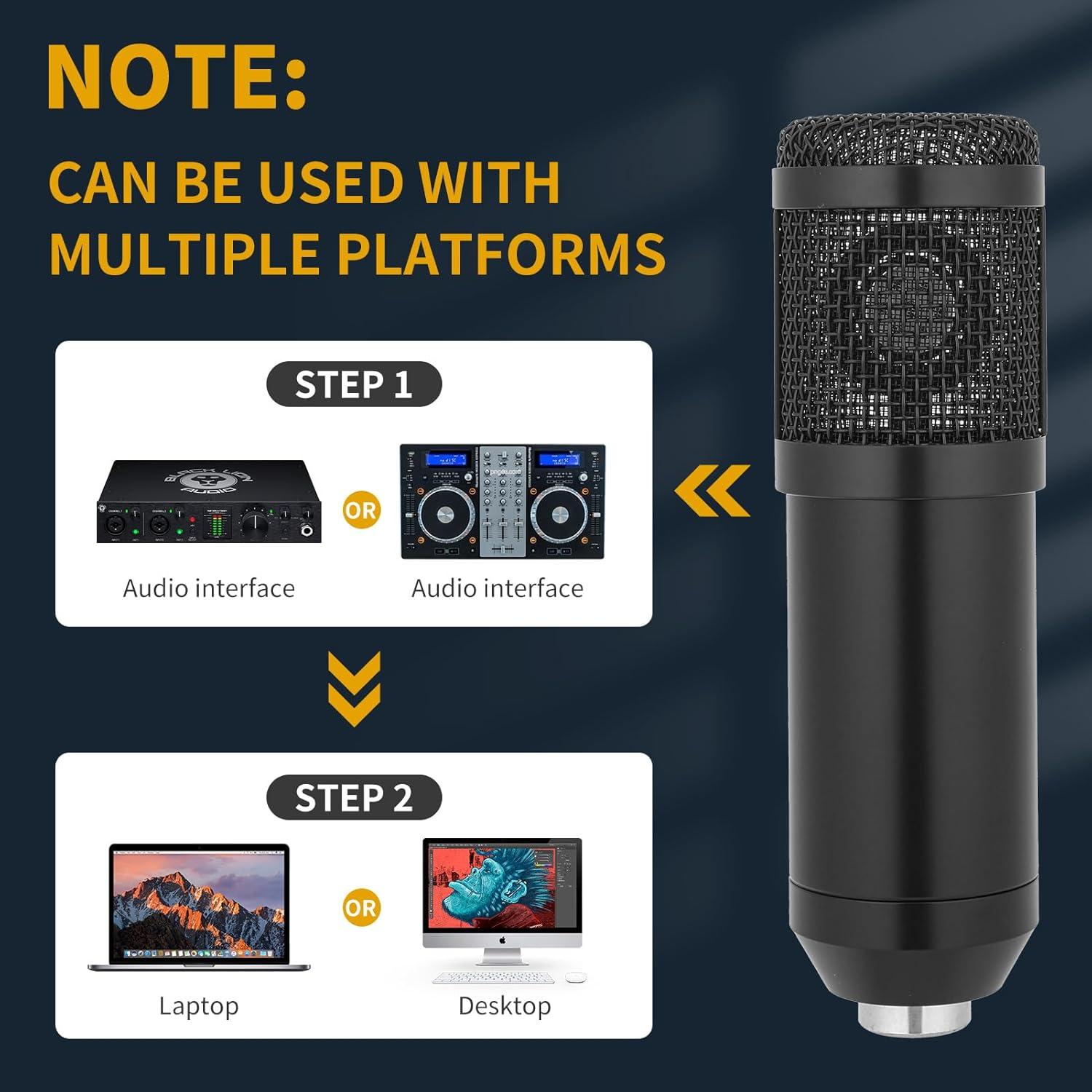 Micrófono de Condensador AMOOX BM-800 USB con Soporte Ajustable