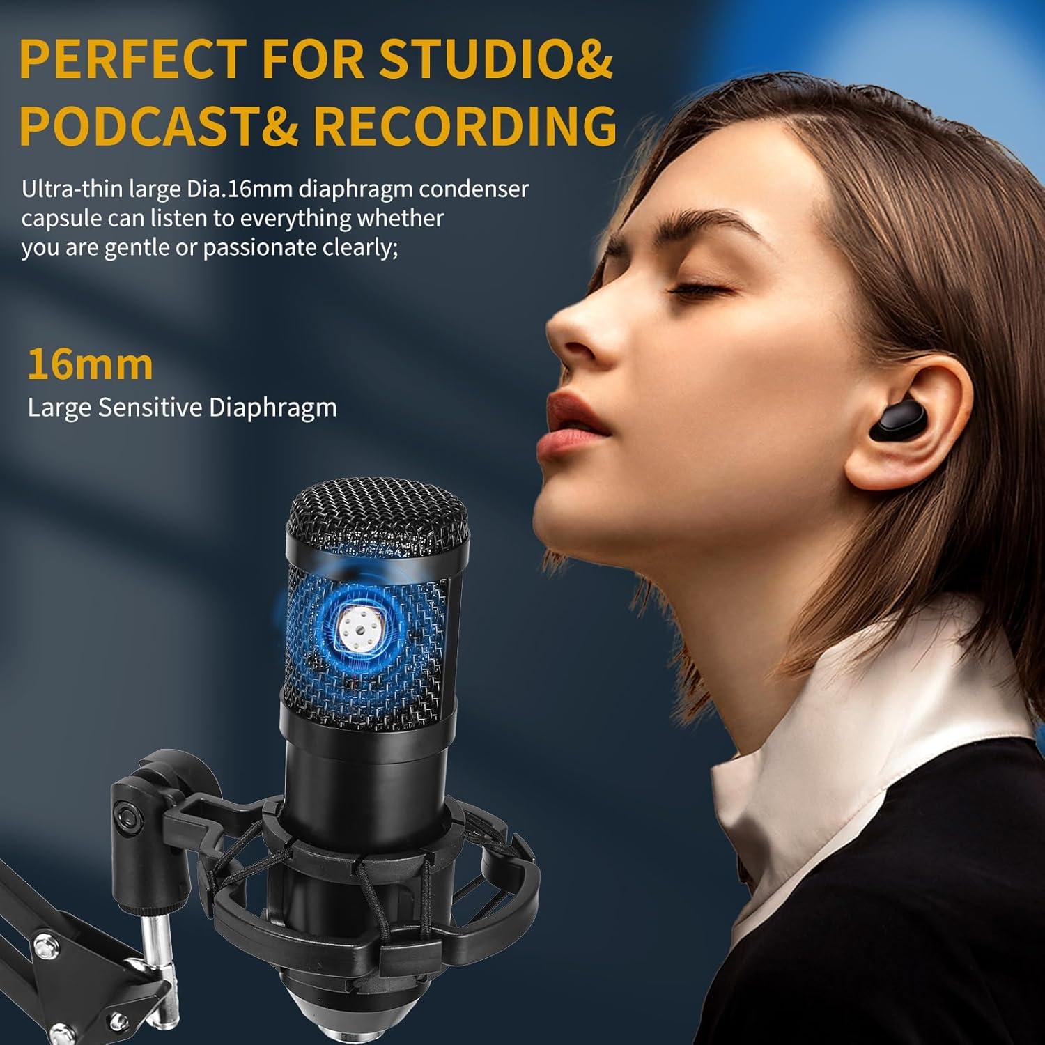 Micrófono de Condensador AMOOX BM-800 USB con Soporte Ajustable