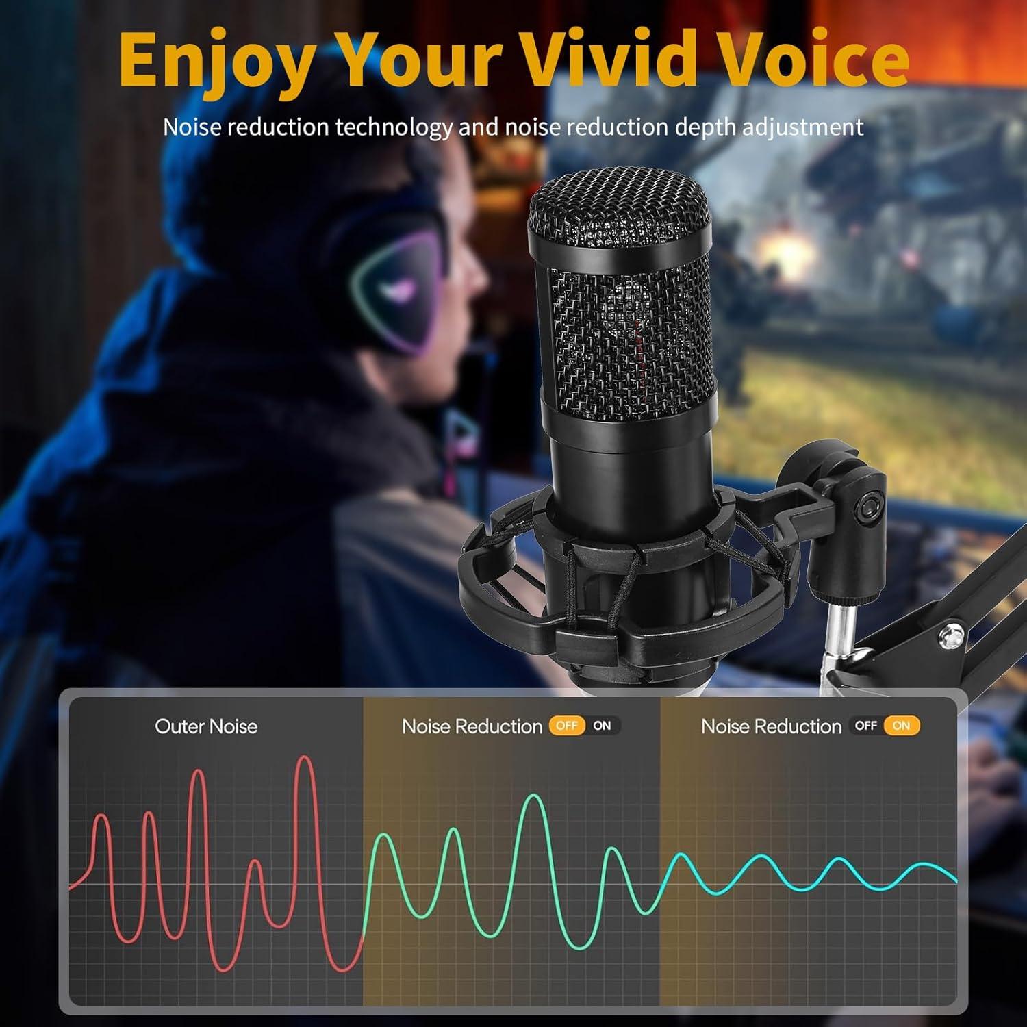 Micrófono de Condensador AMOOX BM-800 USB con Soporte Ajustable