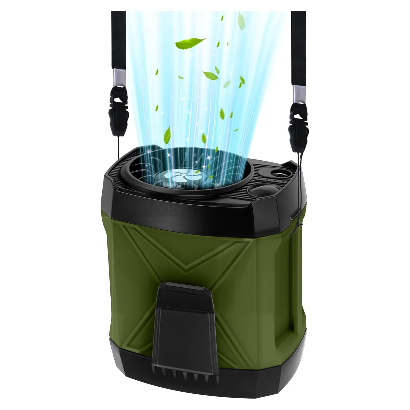 Ventilador Portátil Clip yiHuiya Verde Militar 4-en-1 Recargable