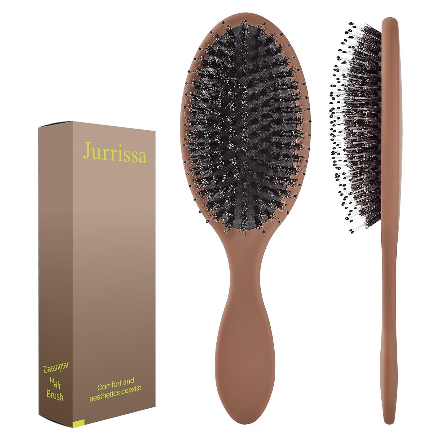 Cepillo Desenredante Jurrissa de Cerdas de Jabalí - Mocha