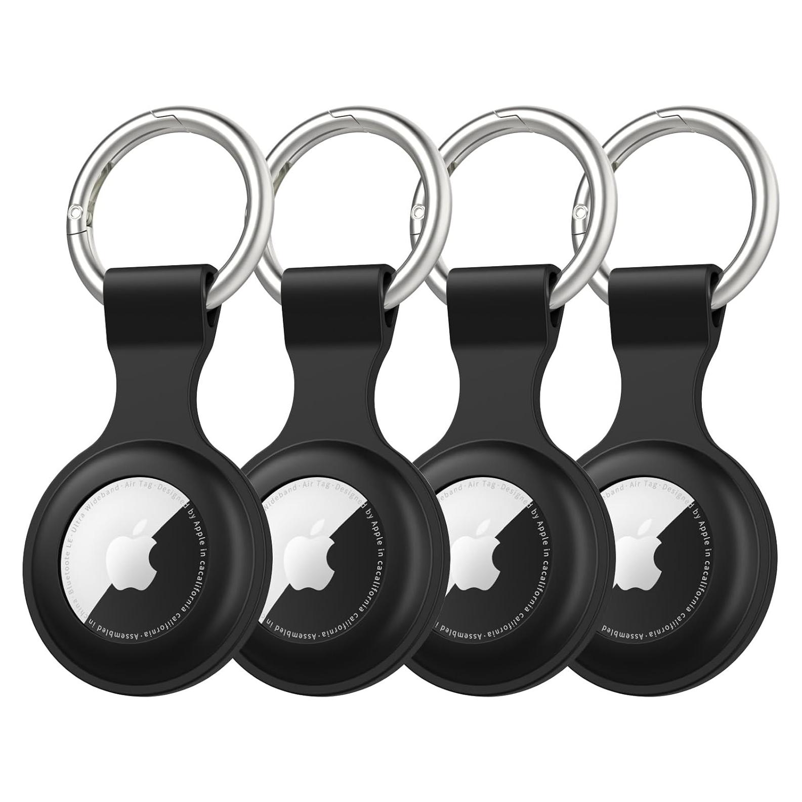 Meliya 4 Fundas Protectores Silicona para Apple AirTag Negro