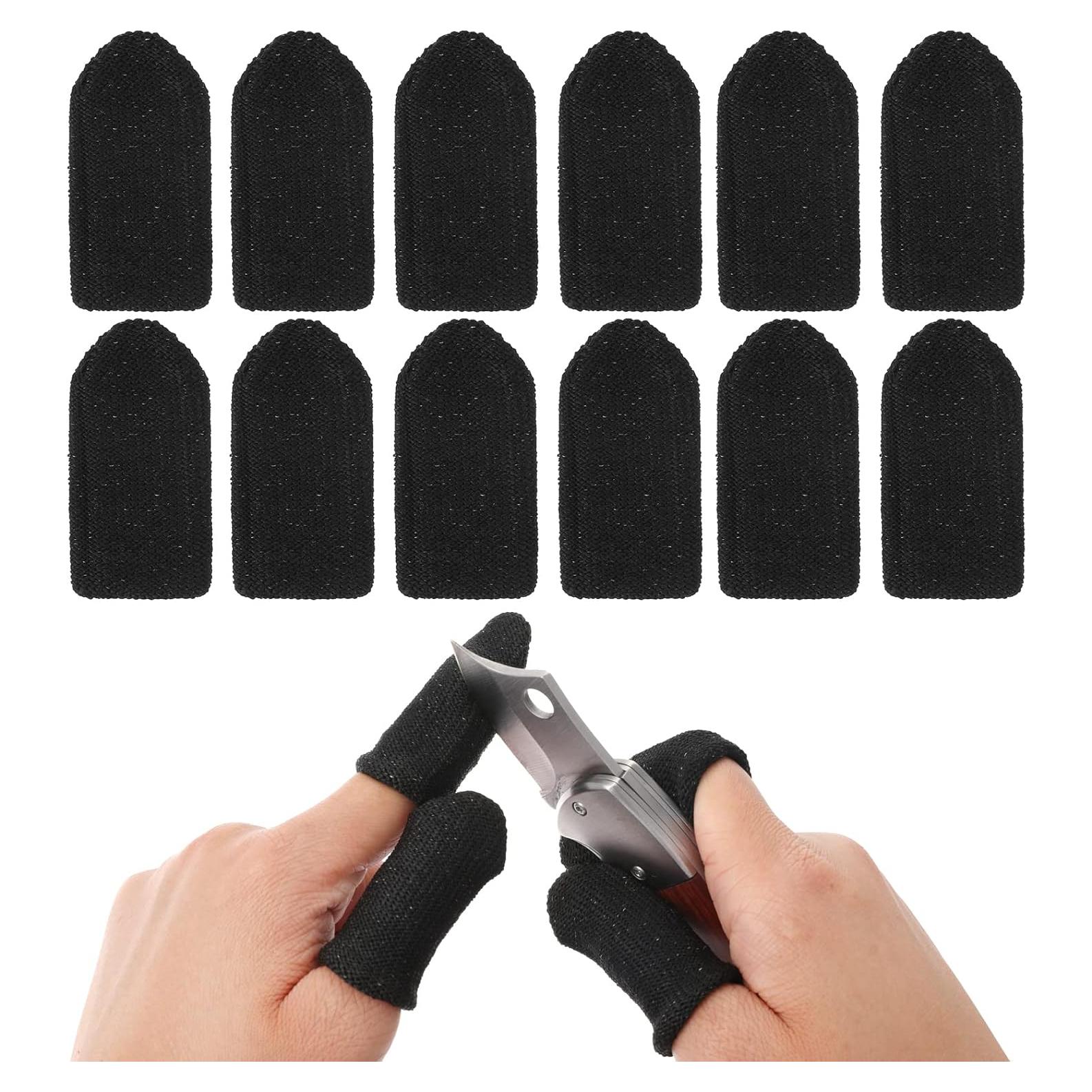 12 Protectores de Dedos Resistentes a Cortes TIESOME - Negro