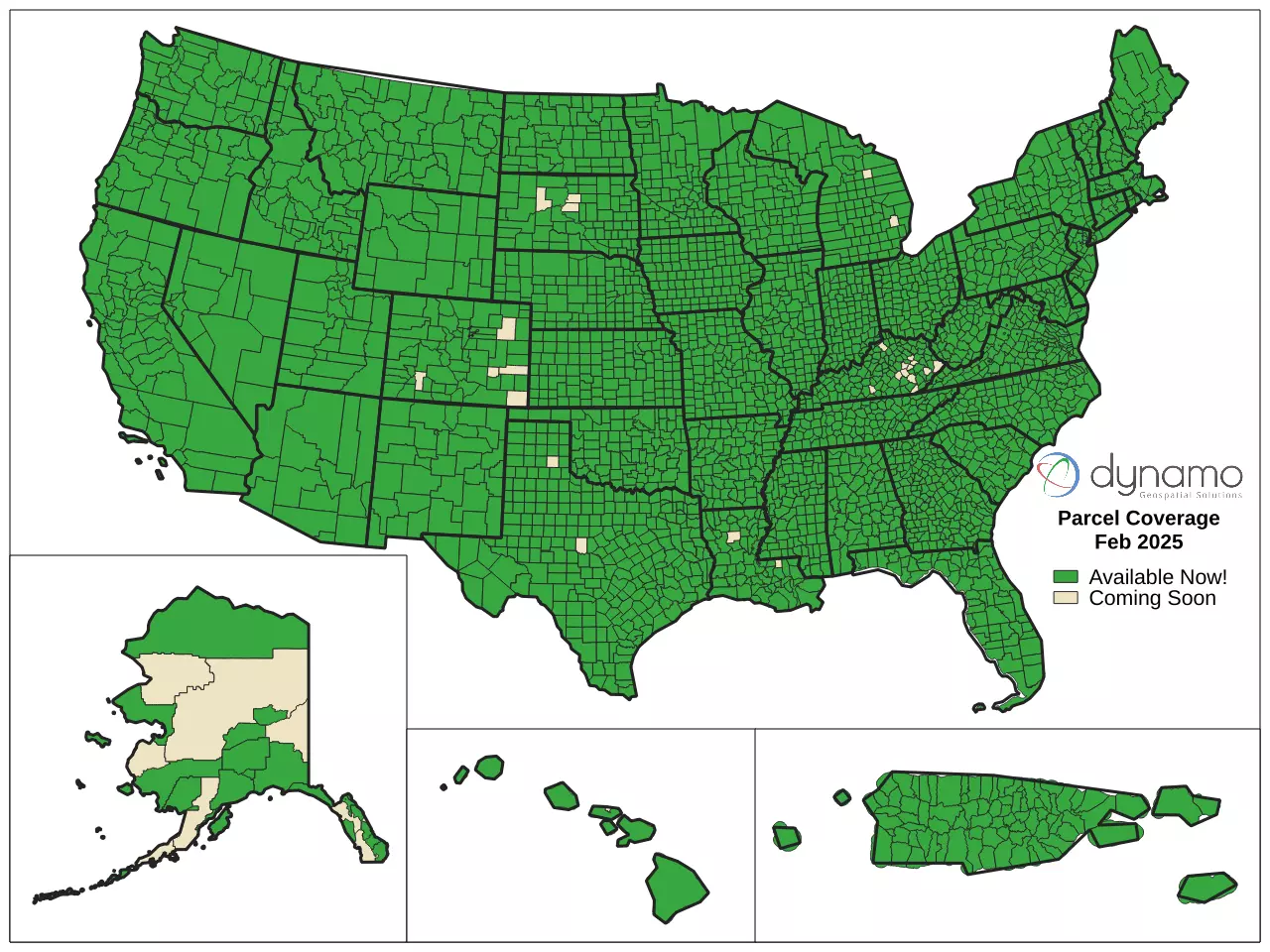 Nationwide Parcel Data Coverage - Property Boundary Information Availability