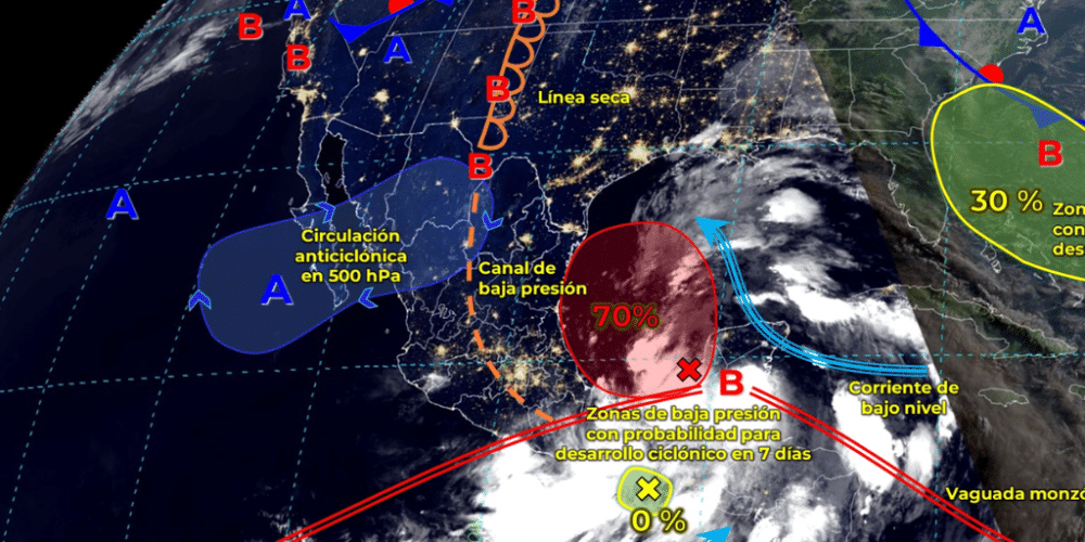 Continuarán lluvias intensas y torrenciales en el oriente, sureste y Península de Yucatán