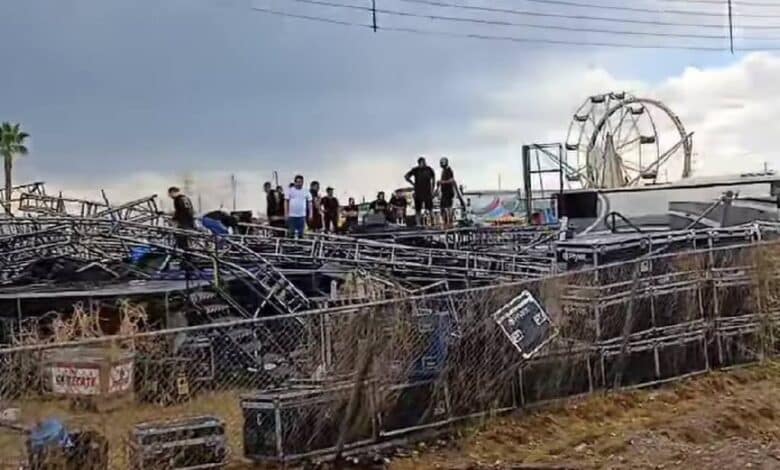 Fuertes vientos derrumban escenario donde se presentaría Edén Muñoz