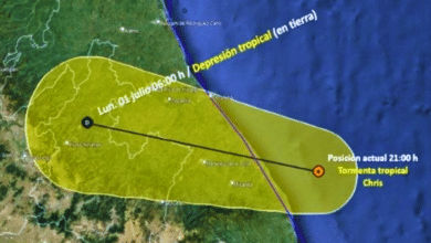 Fuertes lluvias en el este de México por remanentes de la Tormenta Tropical Chris