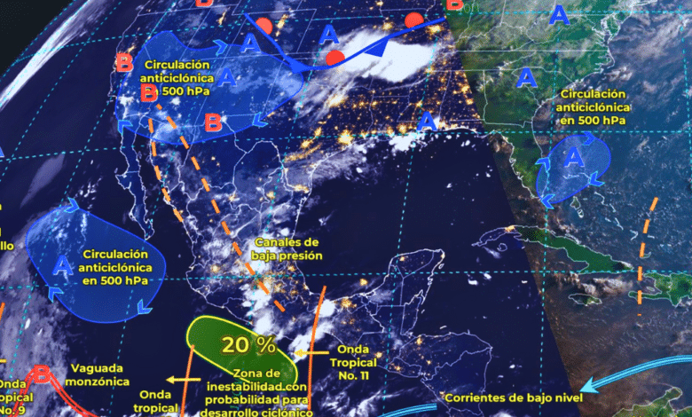 Pronostican lluvias intensas y posibles torbellinos en varias regiones de México