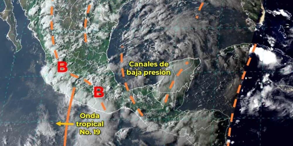 La onda tropical No. 19 se desplazará sobre el occidente de la República Mexicana