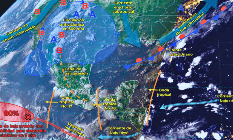 Se pronostican lluvias intensas en Veracruz, Tabasco, Guerrero, Oaxaca y Chiapas