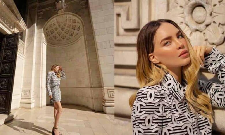 Belinda derrocha elegancia en minifalda y camisa Chanel