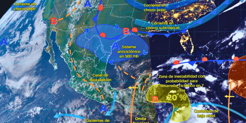 Tormentas intensas azotarán la península de Yucatán, Chiapas y Tabasco