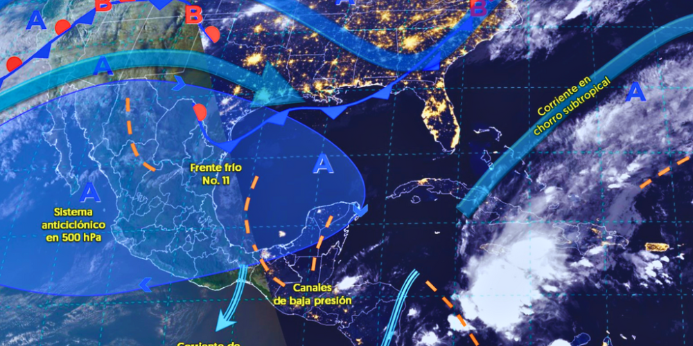 Se prevén lluvias y chubascos en el sureste mexicano y Península de Yucatán