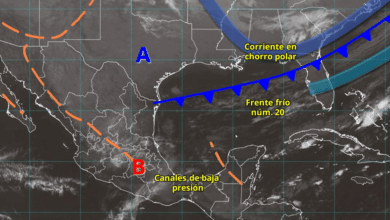 Para hoy, el frente frío núm. 20 se extenderá sobre el noreste de México, ocasionará fuertes rachas de viento en Coahuila, Nuevo León y Tamaulipas.