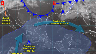 Para hoy, el anticiclón en niveles medios de la atmósfera mantendrá tiempo estable, baja probabilidad de lluvia y ambiente cálido a caluroso sobre la mayor parte del territorio nacional.