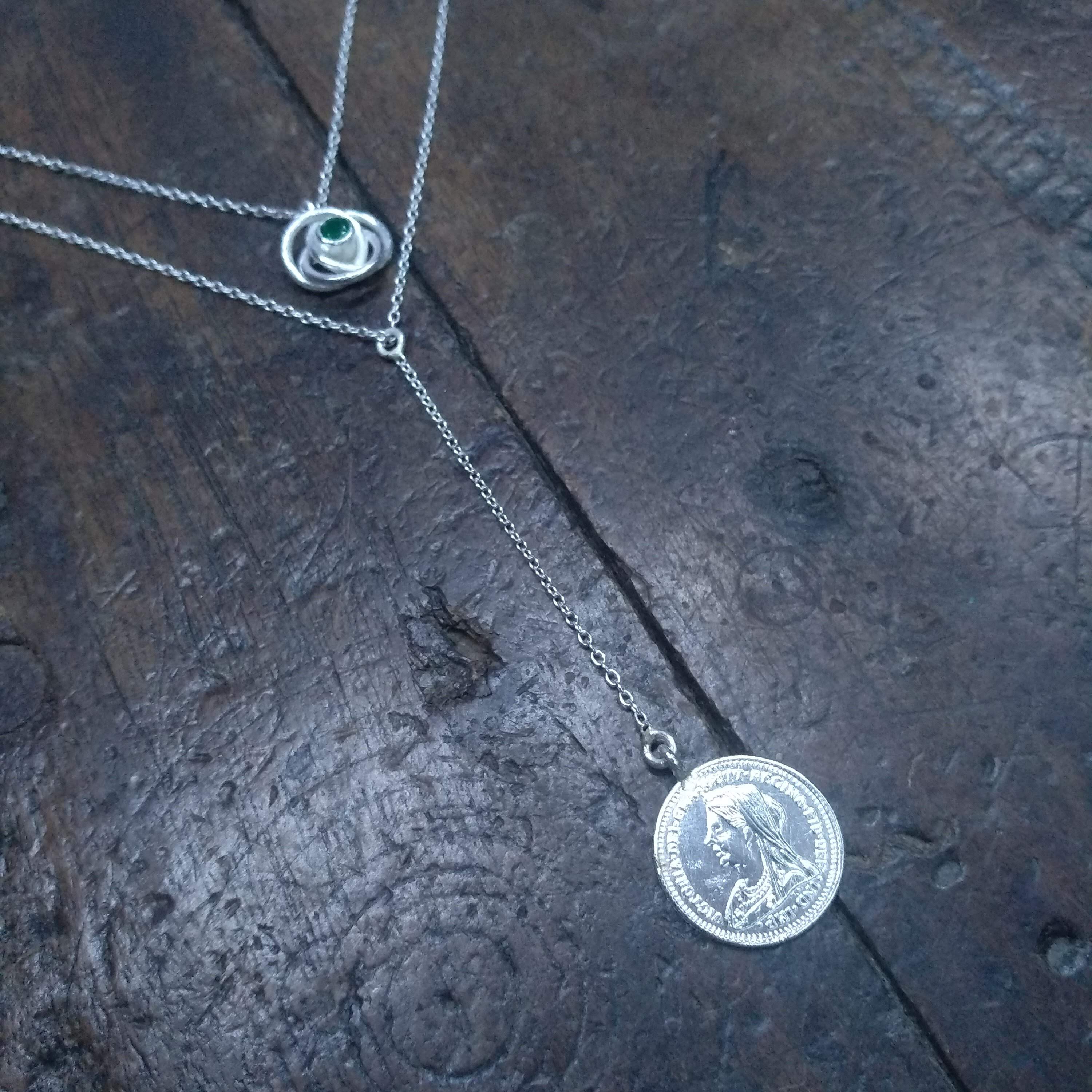 layered coin necklace silver