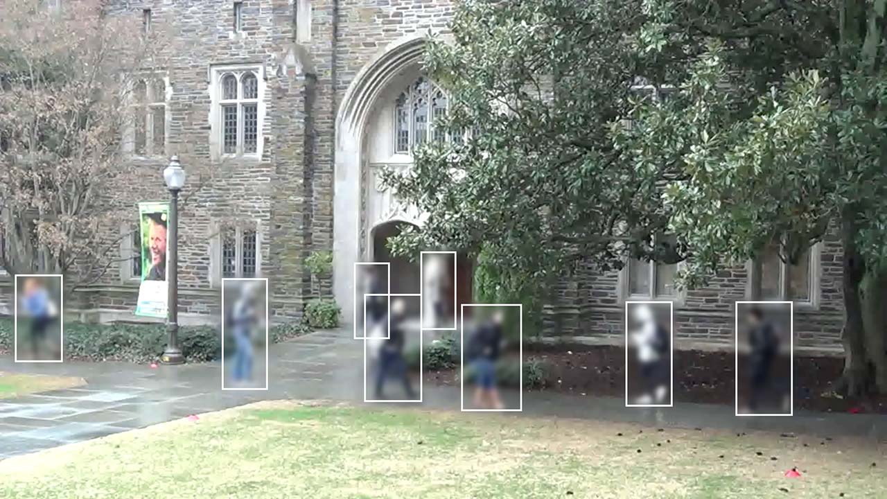 A still frame from the Duke MTMC (Multi-Target-Multi-Camera) CCTV dataset captured on Duke University campus in 2014. The dataset has now been terminated by the author in response to this report.