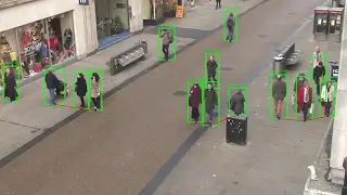  A real-time object detection and distance measurement algorithm demonstrated on the Oxford Town Centre dataset. Source: youtube.com/watch?v=1s46BJJj6rw