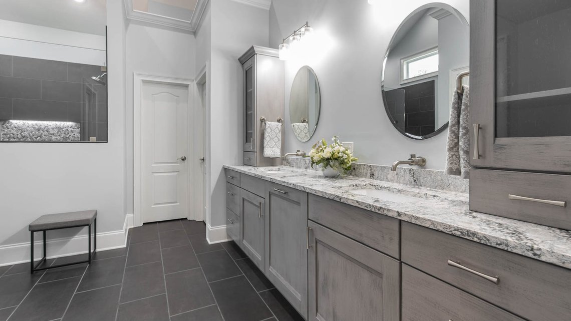 Modern gray bathroom remodel