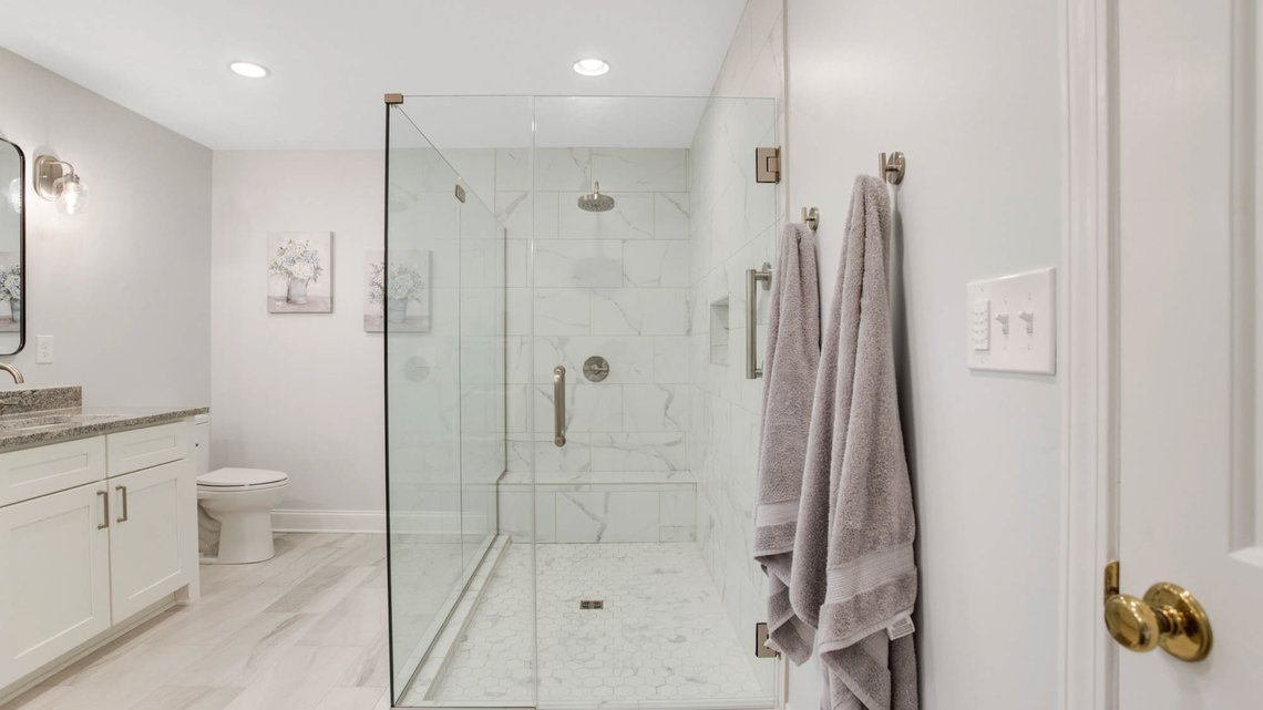 Large full glass shower