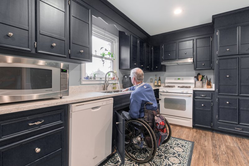 Aging in home kitchen remodel with wheelchair