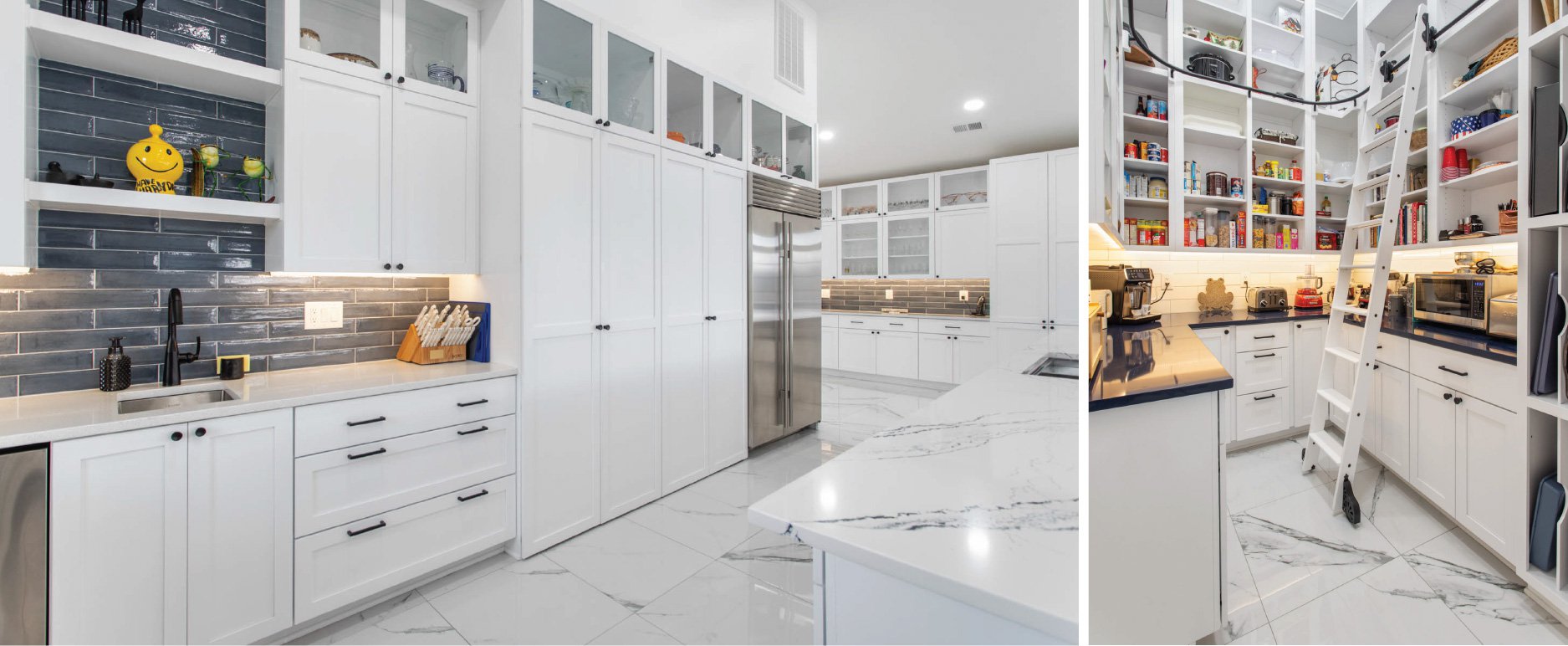 White kitchen with custom cabinet line