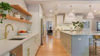 Modern blue and white luxury kitchen remodel in simpsonville sc