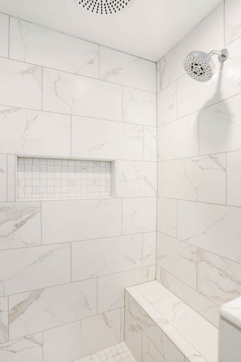 White tiled shower details
