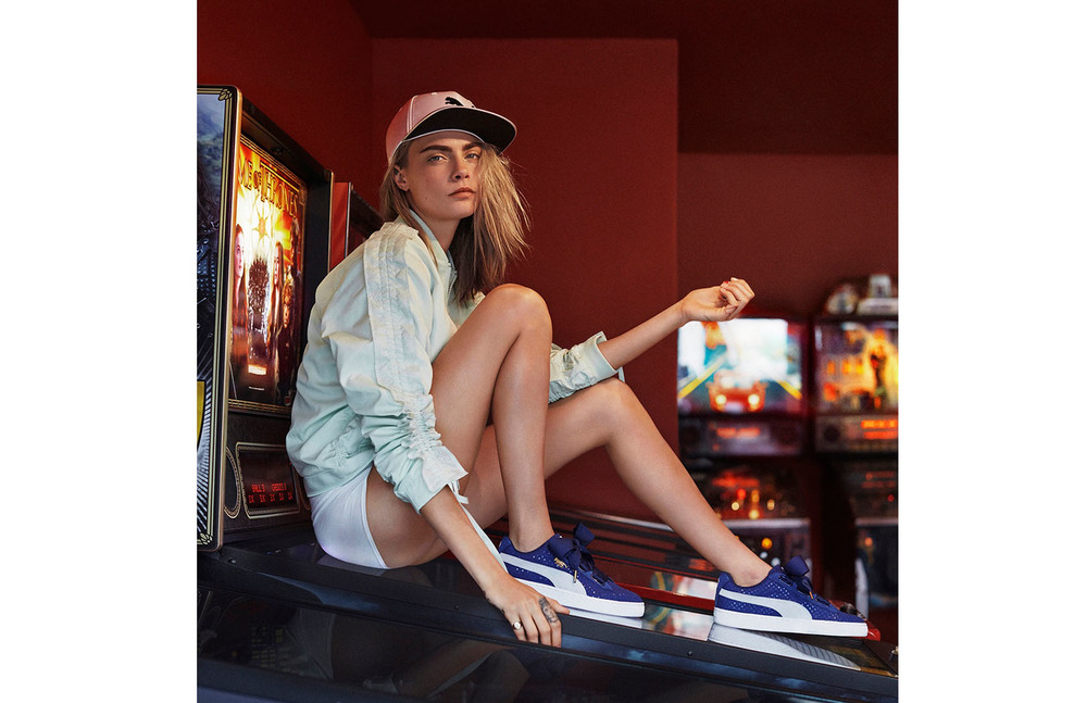 Cara Delevingne Unveils PUMA's Basket Heart Denim Sneaks With An Ultra-Sporty Campaign 