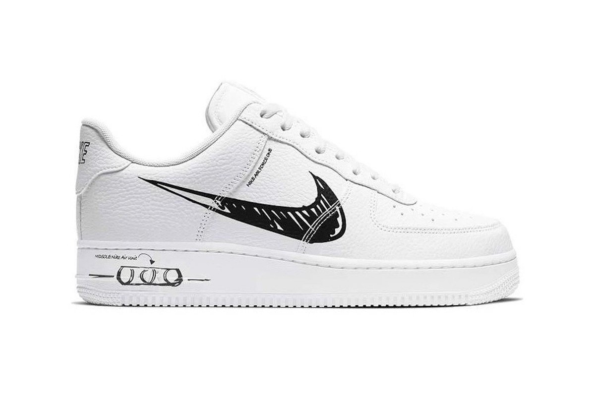 The Nike Air Force 1 And Blazer Mid “Sketch” Gets A Cool Scribbled Swoosh Styling