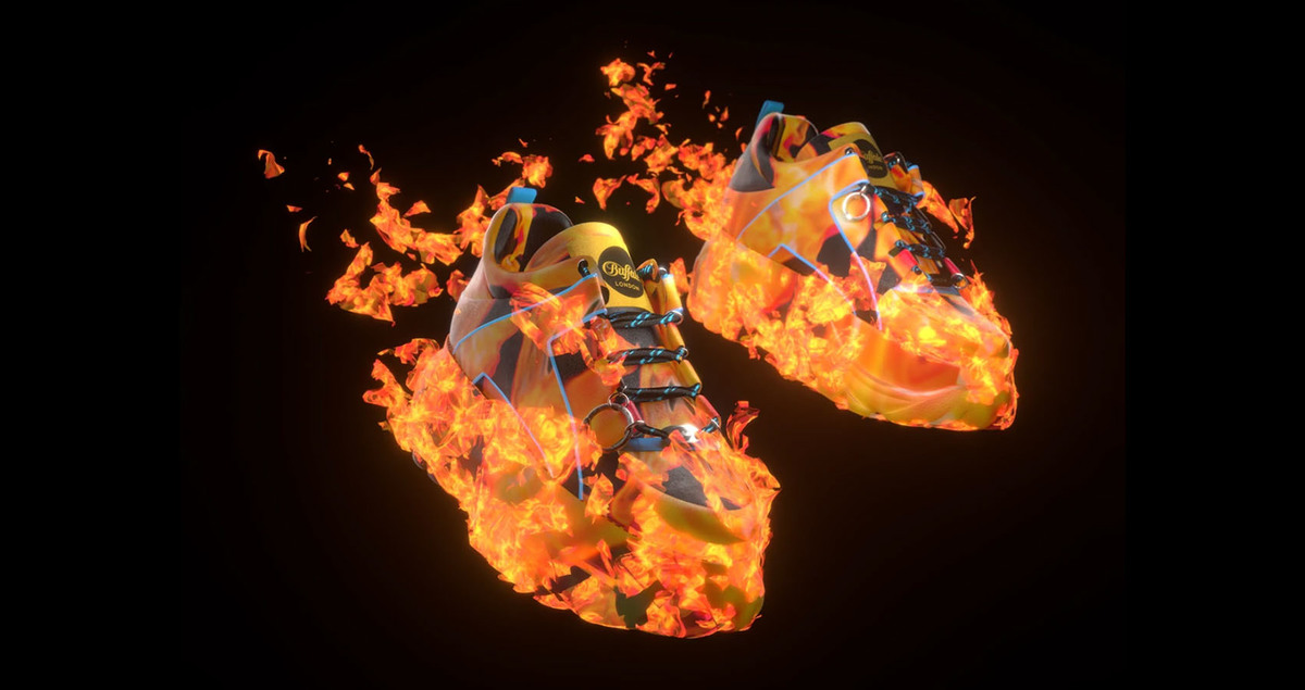 Buffalo London x The Fabricant Serve Fiery Digital Sneakers