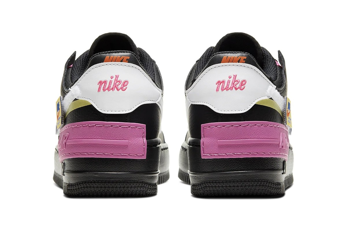 The "Black/Cosmic Fuchsia" Air Force 1 Shadow Comes With Removable Patches 