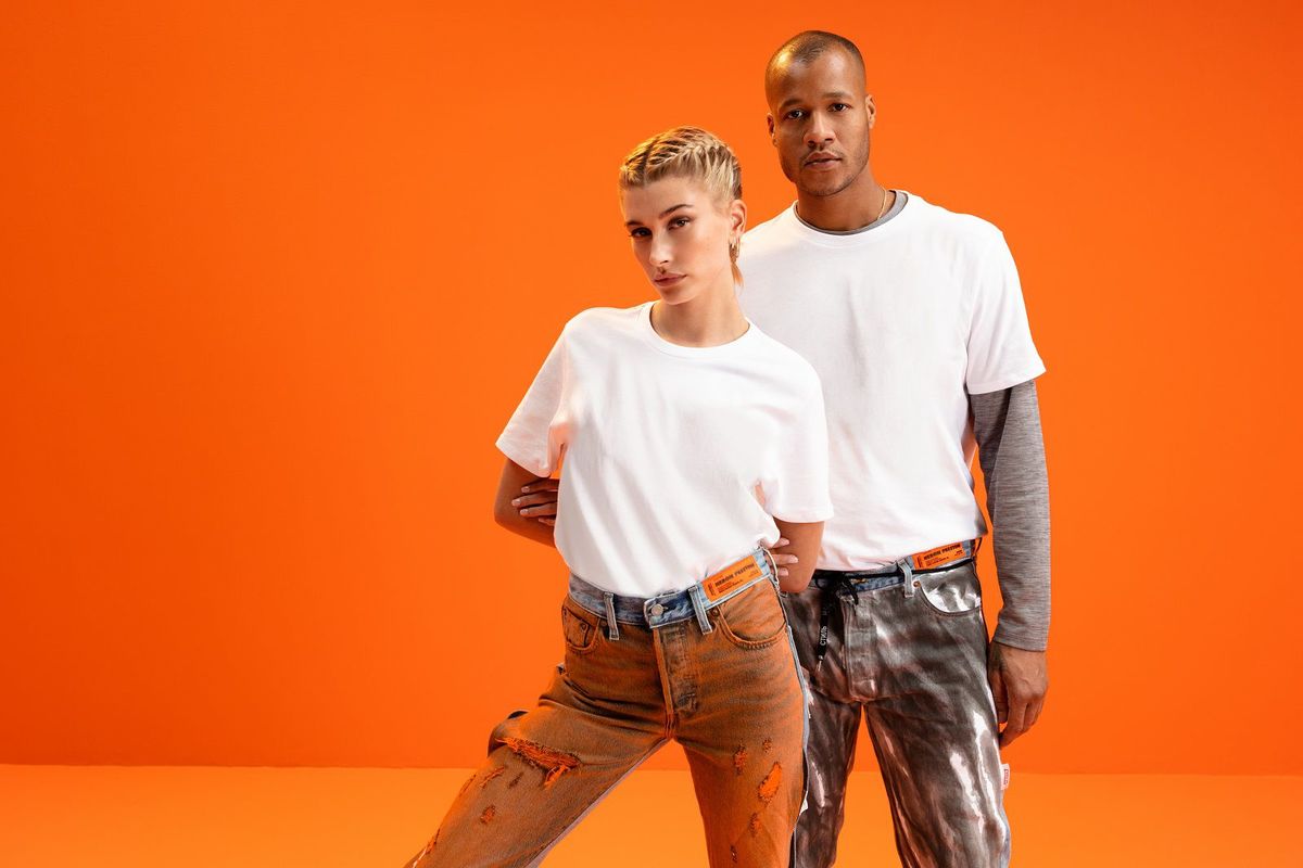 Hailey Bieber Debuts Heron Preston X Levi’s New Limited Edition Collection