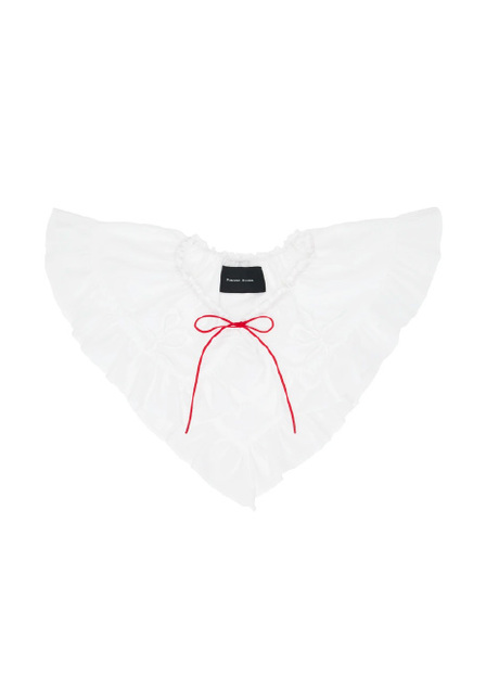 White Ruffled Bow Collar