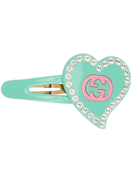 Green GG Heart Hair Clip