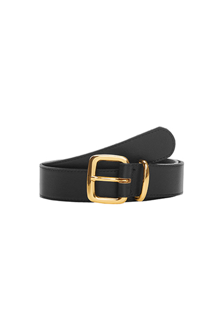 Contrasting buckle leather belt