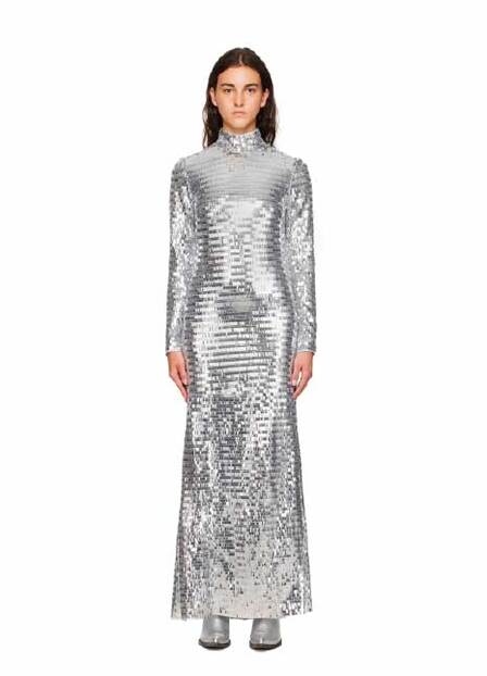 Silver Sculpty Maxi Dress