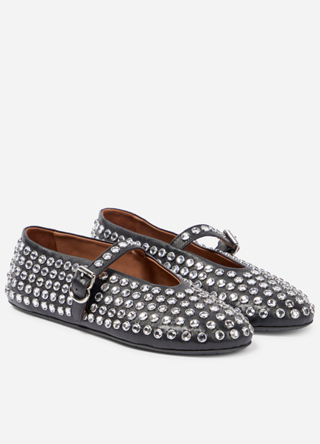 Embellished leather ballet flats